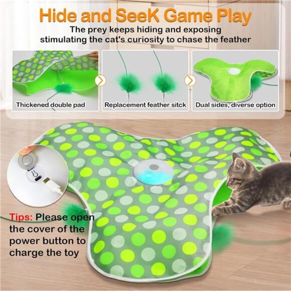 Interactive Cat Toys Rechargeable,Moving Concealed Feathers,Real Mouse - Picture 2 of 7